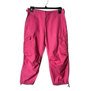 Garnet Hill Womens Cargo Capri Pants 4P Granola Hiking Outdoors Preppy Cotton
